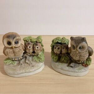 Vintage HOMCO Owl Family Set Home Decor Decoration Ceramic Figurines Witchycore